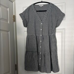 Madewell Black and White Buttoned Mini Sundress